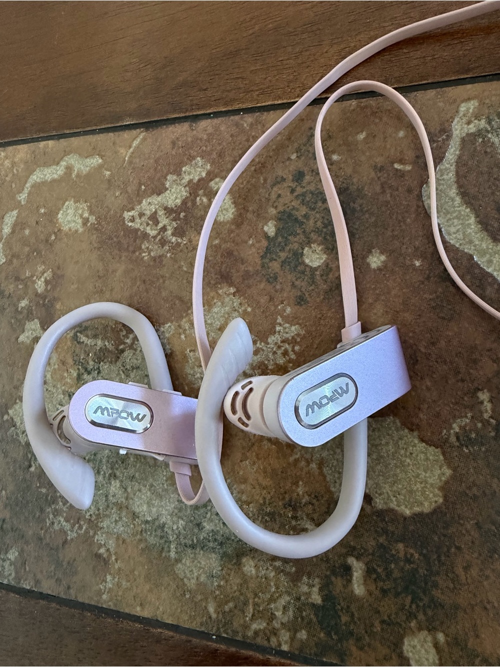 Mpow Pink Wireless Earbud Headphones with Ear Hooks